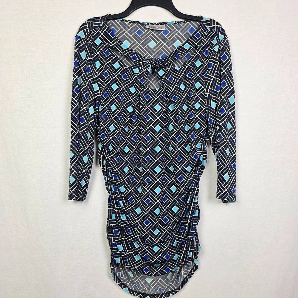 Jennifer Lopez Geo Print Tie Front Top XL